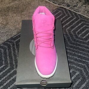 Pink Timberland Boot w/ Clear Bottom Kids 6.5/ Women’s 8